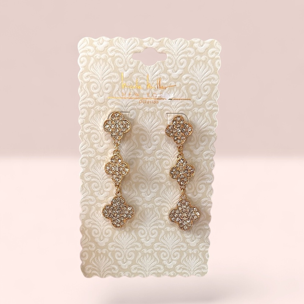 Nicole Miller Gold Crystal Drop Earrings